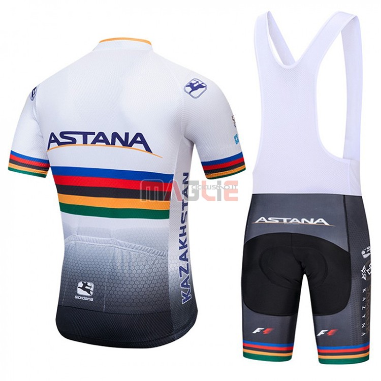Maglia UCI Mondo Champion Astana Manica Corta 2018 Bianco